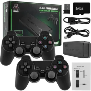 Videogame Stick Verde 4K 64GB - Console Retrô com 10.000 jogos